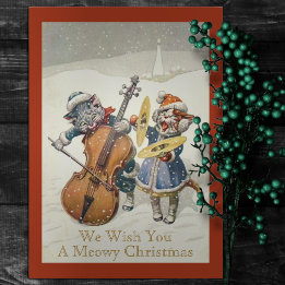 Funny Vintag Caroling Weihnachtskatzen Katze Putt  Feiertagskarte