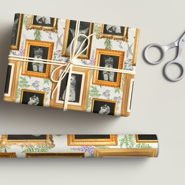 Funny Vintag Cat Gerahmt Wallfahrtskirche Geschenkpapier Set (Von Creator hochgeladen)