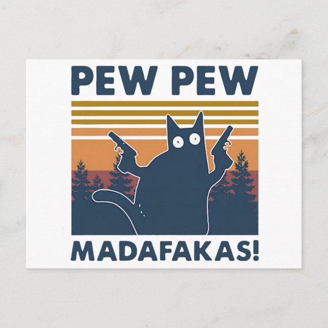 Funny Vintag Cat pew Madafakas Postkarte (Vorderseite)