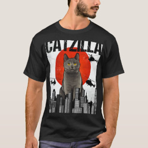 Funny Vintag Catzilla Chartreux Cat T-Shirt