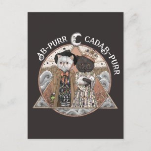 Funny Vintag Cottagecore Cat Hexen Halloween Postkarte