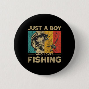 Funny Vintag Fishing Jokes Boys Fisherman B Fish Button