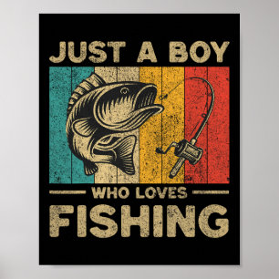 Funny Vintag Fishing Jokes Boys Fisherman B Fish Poster