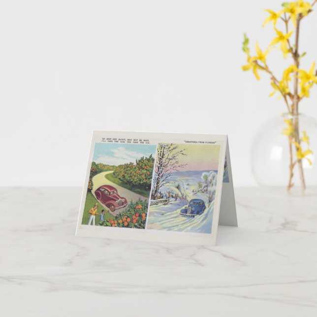 Funny Vintag Florida Faltkarte Karte (Gelbe Blume)