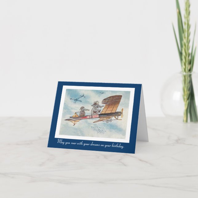 Funny Vintag Flying Elephants Geburtstag Karte (Vorderseite)