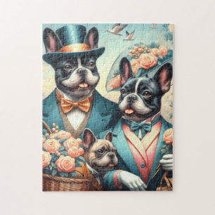 Funny Vintag French Bulldog Painting Puzzle