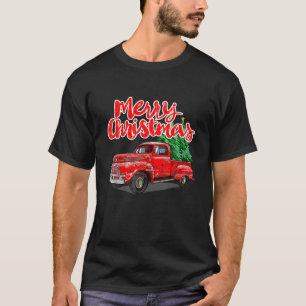 Funny Vintag frohe Weihnachtsbaum Red Wagon Truck T-Shirt