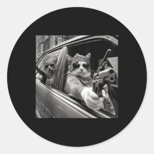 Funny Vintag Gangster Cat Meme Cat Vater Frauen Gr Runder Aufkleber