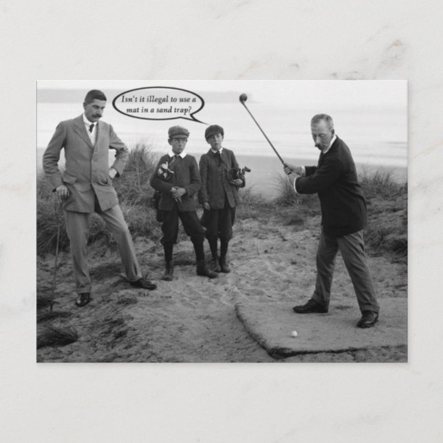 Funny Vintag Golf Postcard Postkarte (Vorderseite)