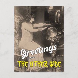 Funny Vintag Greetings Crystal Ball Halloween Postkarte