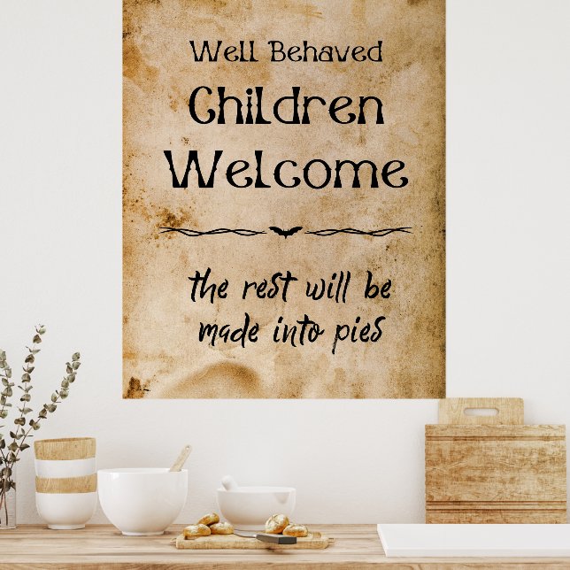 Funny Vintag Halloween Welcome Children Poster (Küche)