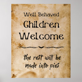 Funny Vintag Halloween Welcome Children Poster