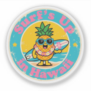 Funny Vintag Hawaii Ananas Surfbrett Retro Aufkleber
