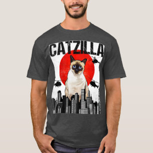 Funny Vintag Japanisch Catzilla Siamese Cat T-Shirt