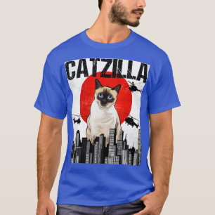 Funny Vintag Japanisch Catzilla Siamese Cat T-Shirt