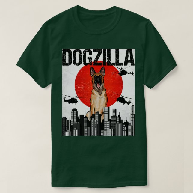 Funny Vintag Japanisch Dogzilla Belgisch Malinoi T-Shirt (Design vorne)