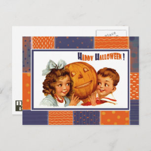 Funny Vintag Kids Halloween Postkarten