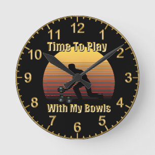 Funny Vintag Lawls Bowls Play Time, Wall Clock Runde Wanduhr