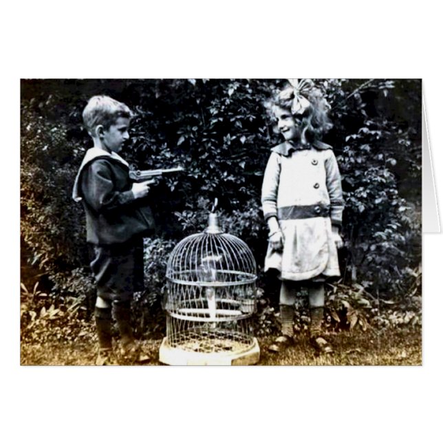 Funny Vintag Liebe Picture Card (Vorderseite (Horizontal))