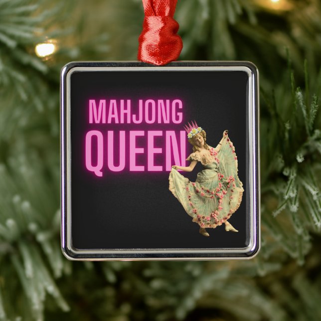 Funny Vintag Mahjong Queen Ornament Aus Metall (Baum)