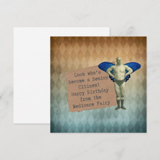 Funny Vintag Male Fairy Senior Birthday Card Karte