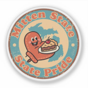 Funny Vintag Michigan Mitten Cherry Pie Retro Aufkleber