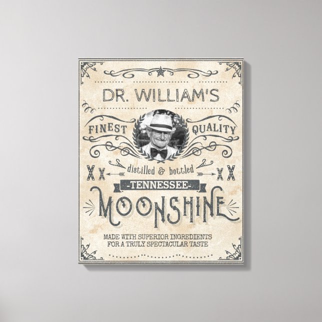 Funny Vintag Moonshine Hillbilly Medicine Custom Leinwanddruck (Vorderseite)