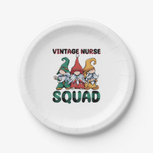 Funny Vintag Nurse Squad Nursing Gnomes Pappteller