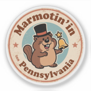 Funny Vintag Pennsylvania Groundhog Top Hat Liber Aufkleber