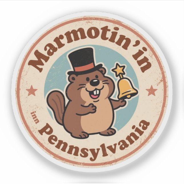 Funny Vintag Pennsylvania Groundhog Top Hat Liber Aufkleber (Vorderseite)