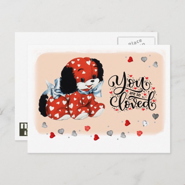 Funny Vintag Puppy Valentine's Day Postkarten (Vorne/Hinten)