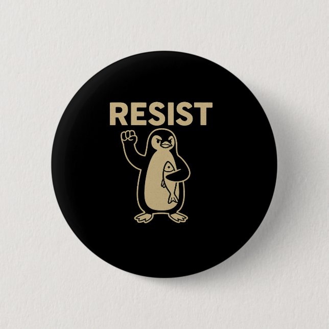 Funny Vintag Resist Penguin Activism Graphic Desi Button (Vorderseite)