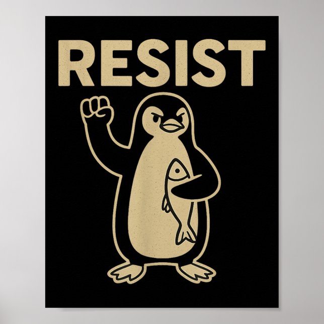 Funny Vintag Resist Penguin Activism Graphic Desi Poster (Vorne)
