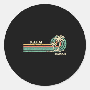 Funny Vintag Retro Summer Vacation Hawaii Kauai B Runder Aufkleber