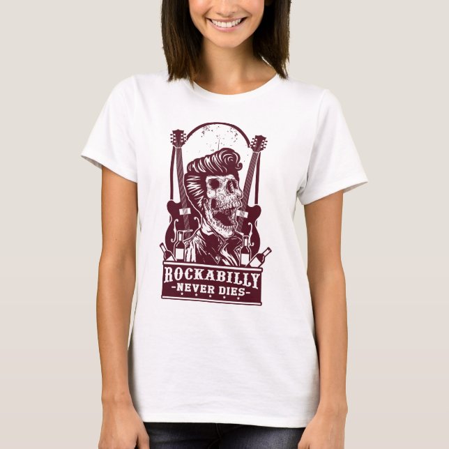 Funny Vintag Rockabilly Skeleton T-Shirt (Vorderseite)