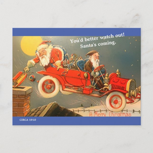 Funny Vintag Santa Claus Weihnachten 1910 Postkarte (Vorderseite)