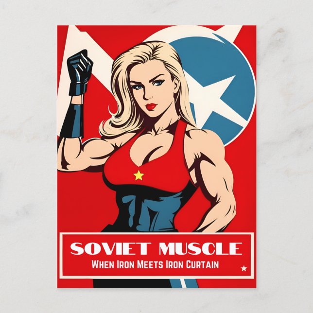 Funny Vintag Style USR Sowjetunion Fitness Gym Spa Postkarte (Vorderseite)