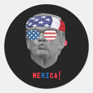 Funny Vintag Trump Pucker Face Merica Usa Flag Su Runder Aufkleber