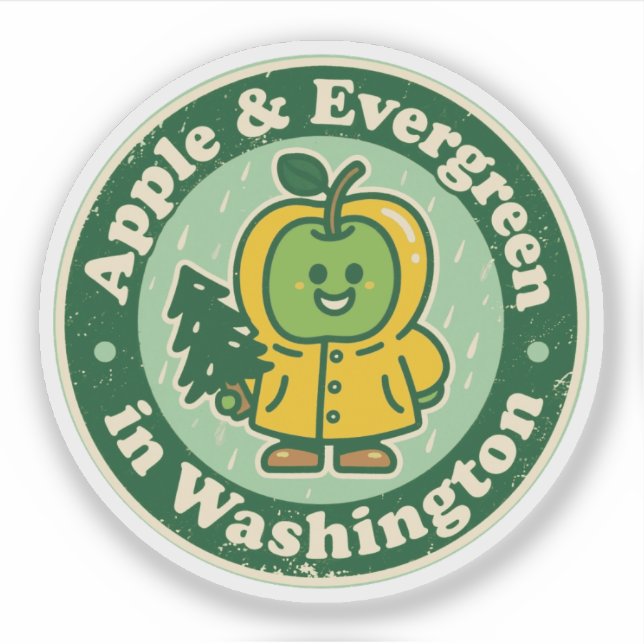 Funny Vintag Washington Apple Raincoat Retro Aufkleber (Vorderseite)