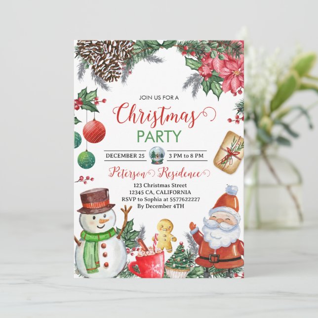 Funny Vintag Weihnachten Party Einladung (Stehend Vorderseite)