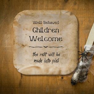 Funny Vintag Welcome Children Halloween-Party Pappteller