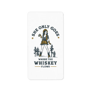 Funny Vintag Western Cowgirl Whiskey Lover Adressaufkleber