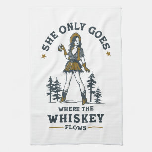 Funny Vintag Western Cowgirl Whiskey Lover Geschirrtuch
