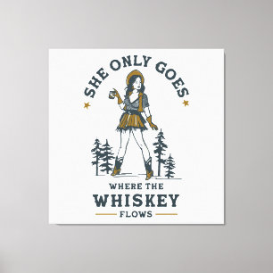 Funny Vintag Western Cowgirl Whiskey Lover Leinwanddruck