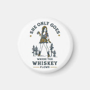 Funny Vintag Western Cowgirl Whiskey Lover Magnet