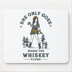 Funny Vintag Western Cowgirl Whiskey Lover Mousepad