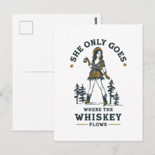 Funny Vintag Western Cowgirl Whiskey Lover Postkarte