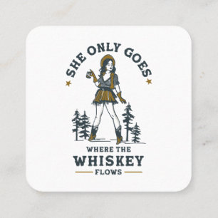 Funny Vintag Western Cowgirl Whiskey Lover Quadratische Visitenkarte