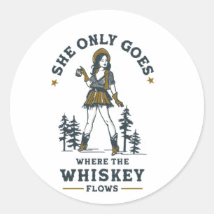 Funny Vintag Western Cowgirl Whiskey Lover Runder Aufkleber