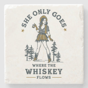 Funny Vintag Western Cowgirl Whiskey Lover Steinuntersetzer